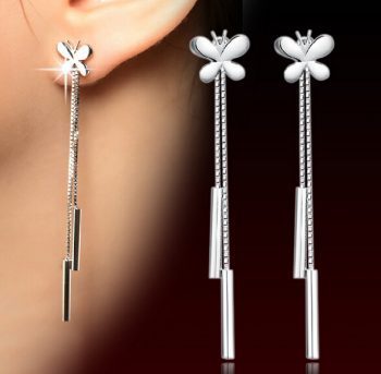 Silver plated ear jewelry Drop Earrings for women