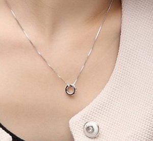 Sing Hoop Crystal Round Necklace Ring Pendant