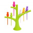Dinnerware Sets Creative Tree Birds Design Plastic Fruit Forks 1 Stand 6 Forks