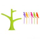 Dinnerware Sets Creative Tree Birds Design Plastic Fruit Forks 1 Stand 6 Forks