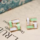 Trendy Luxurious Elegant 18K Gold-plated Sweet Candy Droplet Square Earrings