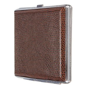 High quality Classic Leather & Metal Cigarette Box Pouch Case Holder Tobacco Storage Container for 20pcs 84mm Cigars