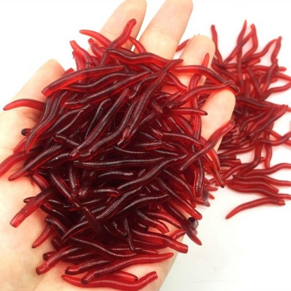 50Pcs/lot 3.5cm Simulation Earthworm red Worms Artificial Fishing Lure Tackle Soft Bait