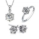 White Silver Noble classic Necklace Earring Ring Jewelry Sets
