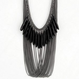 Black waterdrop multilayer tassel over the luxury fashion Statement Bib pendant necklace