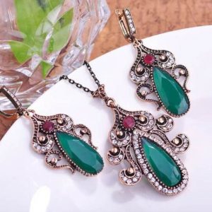 Jewelry Sets Necklace &Earrings Stone Turkish jewelry – Green