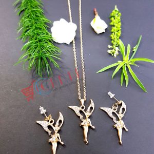 Fashionable Elf Water Drill Earring Necklace Set Jewelry