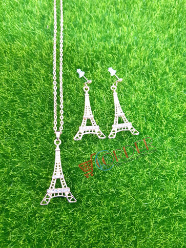 Women Jewelry Classic Necklace eiffel tower Necklace and Earing set
