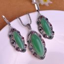 Jewelry Sets CZ Stone Green Color Earrings Necklaces
