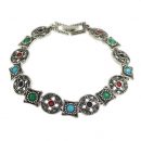 Silver Color with Colorful Beads Geometric Chain Bracelet