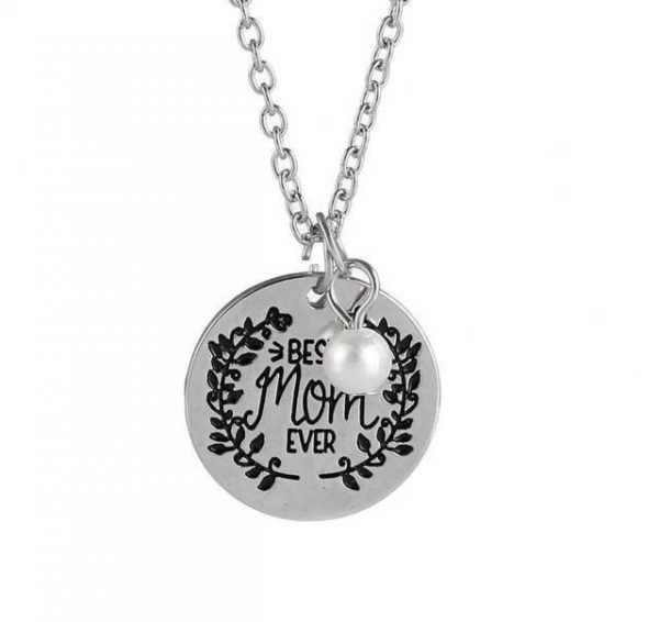 BEST MOM EVER Engraved Pendant Necklace