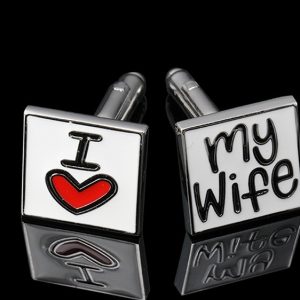 Square Cuff Button Love My Wife