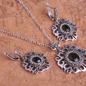Turkish Style Resin Flower Shape Necklace Earrings