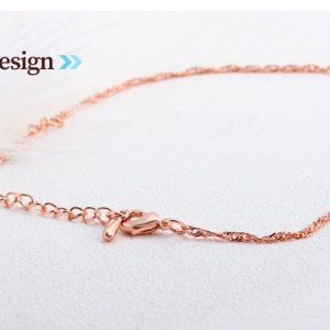 Rose Gold Silver Link Chain Crystal Necklaces