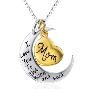 MOM Chain Moon Heart Pendant Necklaces
