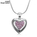 Pink Crystals Heart Pendant Necklace for Women