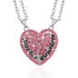 2PC Silver Plated Mother Daughter Necklace Silver Heart Full Crystal Rhinestone - Image 4