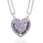 2PC Silver Plated Mother Daughter Necklace Silver Heart Full Crystal Rhinestone - Image 3