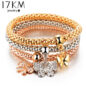 2019 hOT 3 PCS/Set Crystal Butterful Bracelet & Bangle Elastic Heart Bracelets For Women pulseira masc
