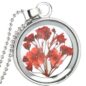 Dried Flowers Round Glass Statement Necklaces Silver Plated Chain Long Necklaces For Women - Image 3