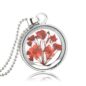 Dried Flowers Round Glass Statement Necklaces Silver Plated Chain Long Necklaces For Women - Image 2