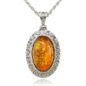 Oval Baltic Created Honey Carved Exquisite Pendant