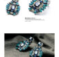 KISS ME Statement Trendy Jewelry Elegant Shiny Resin Stone Blue Plant Stud Earrings - Image 2