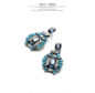 KISS ME Statement Trendy Jewelry Elegant Shiny Resin Stone Blue Plant Stud Earrings - Image 3