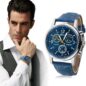 Luxury Fashion Crocodile Faux Leather Mens Analog Watch Blue
