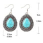 Retro Jewelry Turquoise Rhinestone Earrings - Image 2