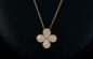 Rose Gold Plated Brand Design Four Leaves Flower Pendant Necklace