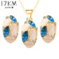 Brand Design Cute Opal Jewelry Sets Pendant Necklaces Earrings For Women Wedding Color Crystal Jewelry