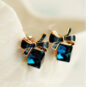 Shimmer Chic fashion Gold Bowknot Cube Crystal Earring - Image 4