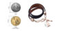 BAMOER Luxury Real 18K Gold Plated Genuine Pink Leather Bracelet Three Circle Jewelry for Women - Image 3