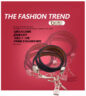BAMOER Luxury Real 18K Gold Plated Genuine Pink Leather Bracelet Three Circle Jewelry for Women
