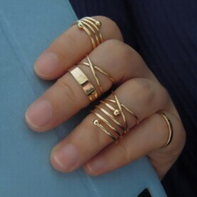 Women Spring 6PcsSet Vintage Design Stack Above Knuckle Ring