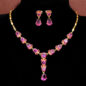 Women Fashion 18k Yellow Gold Plated CZ Diamond Necklace Earrings Flower Jewelry Sets - Image 2