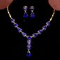 Women Fashion 18k Yellow Gold Plated CZ Diamond Necklace Earrings Flower Jewelry Sets